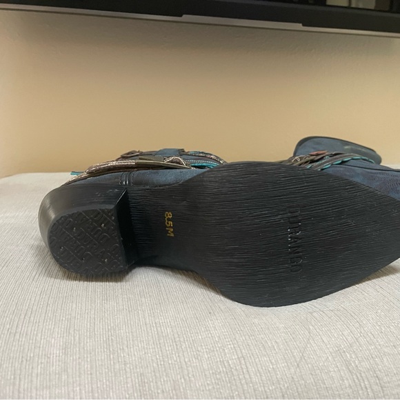 Durango Heeled Boots Blue and Brown Western Style - Picture 5 of 7